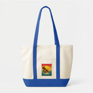 Vintage Sunset Surfing Surfer Ocean Surf Tote Bag