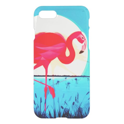 Vintage Sunset Tropical Lake Flamingo  iPhone SE87 Case