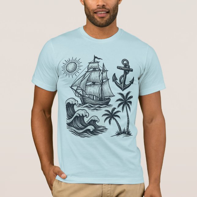 Vintage Sunset Wave T-Shirt (Front)