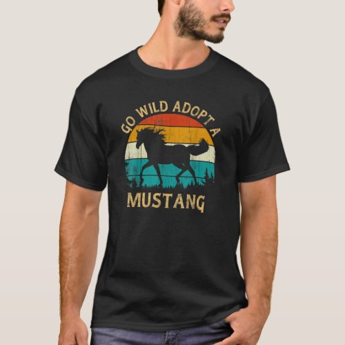 Vintage Sunset Wild Mustang Horse Go Wild Adopt a  T_Shirt