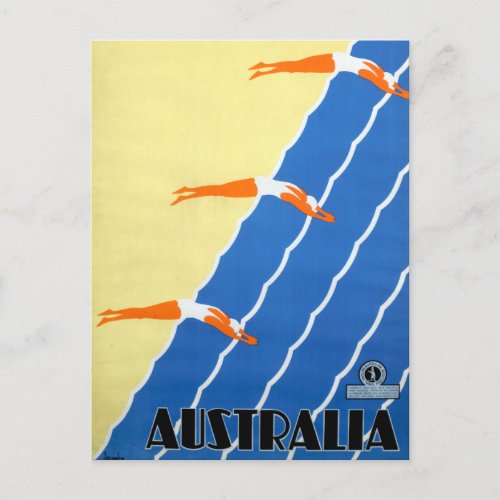 Vintage Sunshine and Surf in Australia Travel Postcard