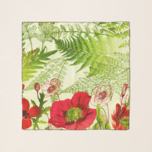 Vintage Sunshine Blooming Poppies Floral Scarf