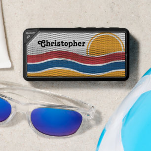 Vintage Sunshine Stripes Summer Retro Background Bluetooth Speaker