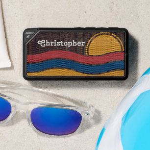 Vintage Sunshine Stripes Wood Retro Background Bluetooth Speaker