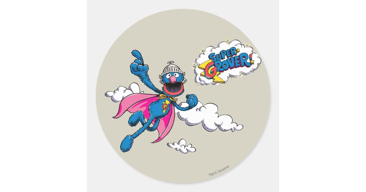 Vintage Super Grover Classic Round Sticker | Zazzle