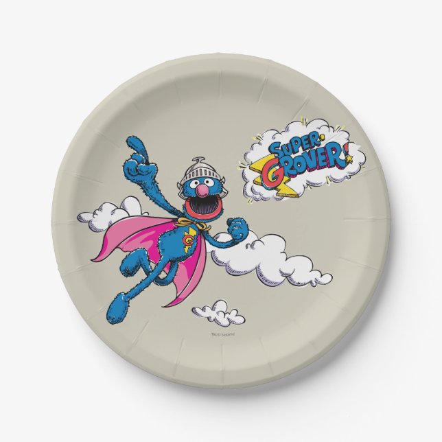 Vintage Super Grover Paper Plates (Front)