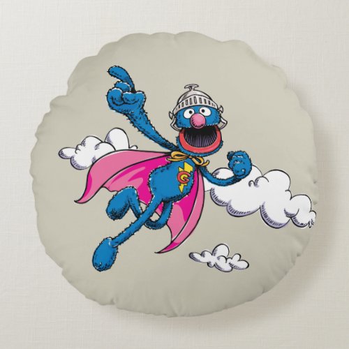 Vintage Super Grover Round Pillow