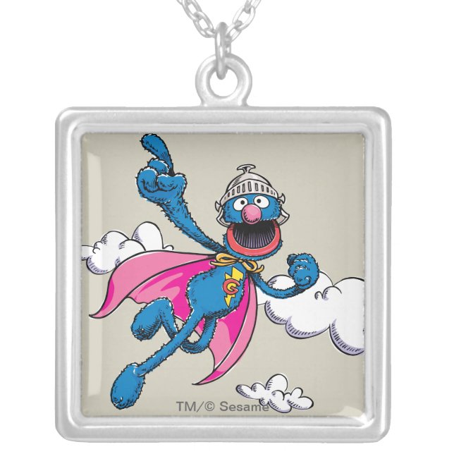 Vintage Super Grover Silver Plated Necklace (Front)