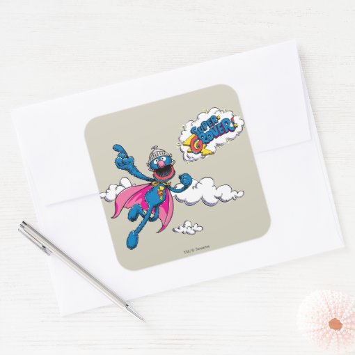 Vintage Super Grover Square Sticker | Zazzle