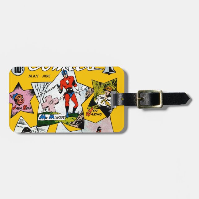 Vintage Super Hero Comic Luggage Tag (Front Horizontal)