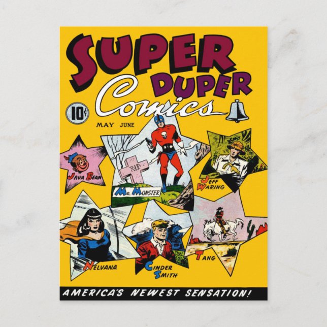 Vintage Super Hero Comic Postcard (Front)