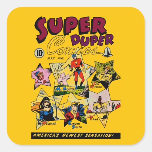 Vintage Super Hero Comic Square Sticker