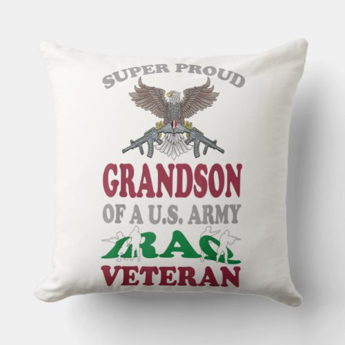 Vintage Super Proud Grandson Of US Army Iraq Gif Throw Pillow