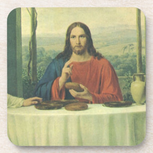 Vintage Supper At Emmaus with Jesus Christ Beverage Coaster