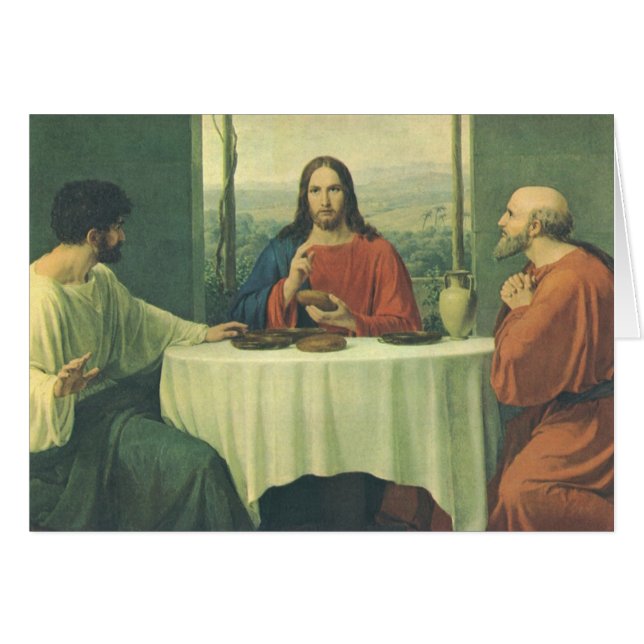 Vintage Supper At Emmaus with Jesus Christ Cards (Front Horizontal)