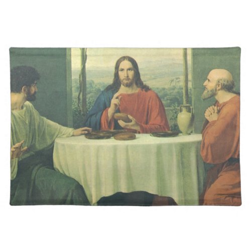 Vintage Supper At Emmaus with Jesus Christ Cloth Placemat