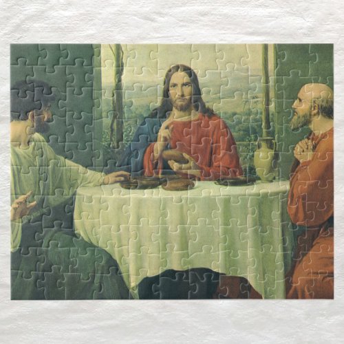 Vintage Supper At Emmaus with Jesus Christ Jigsaw Puzzle