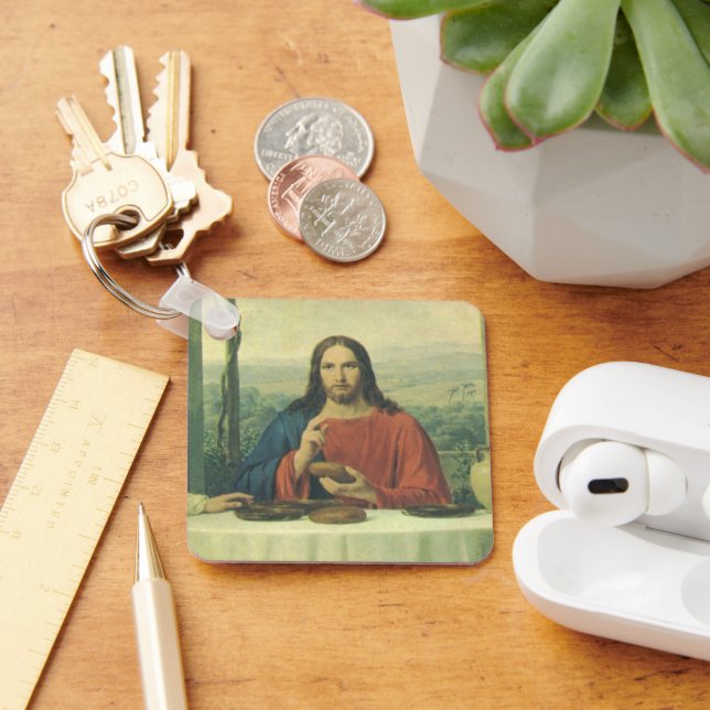 Vintage Supper At Emmaus with Jesus Christ Keychain (Desk)