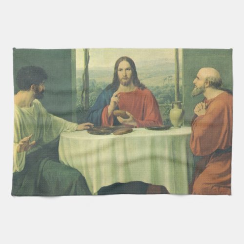 Vintage Supper At Emmaus with Jesus Christ Kitchen Towel