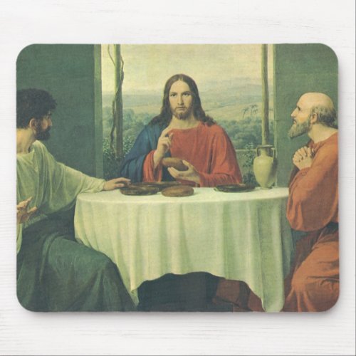 Vintage Supper At Emmaus with Jesus Christ Mouse Pad