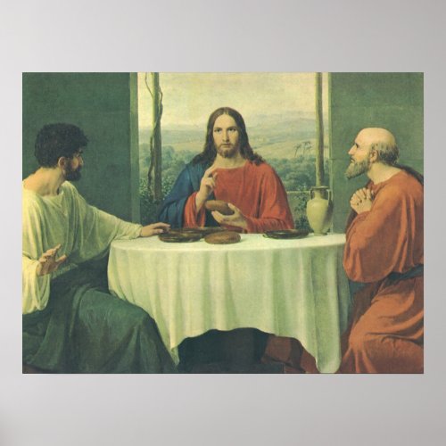 Vintage Supper At Emmaus with Jesus Christ Poster