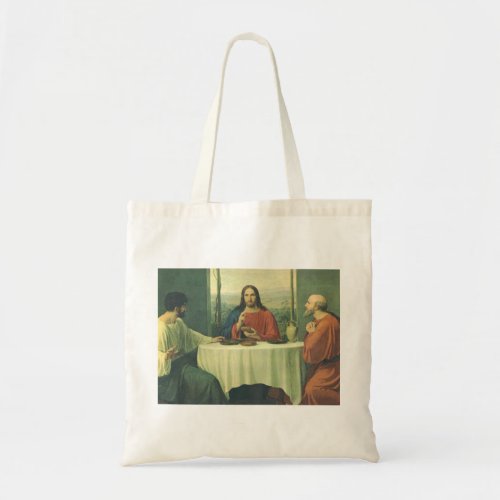 Vintage Supper At Emmaus with Jesus Christ Tote Bag