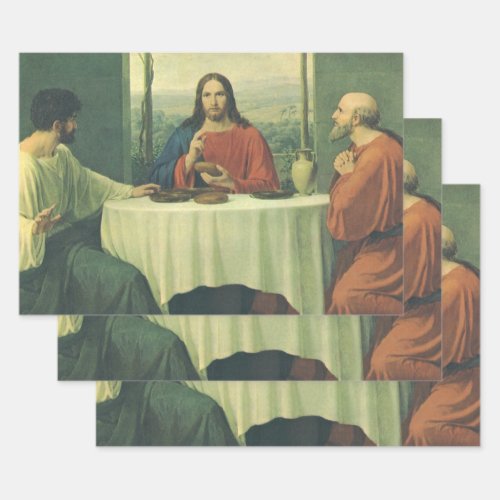Vintage Supper At Emmaus with Jesus Christ Wrapping Paper Sheets