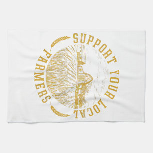 Vintage Support Your Local Farmers Farming Farm Fa Kitchen Towel