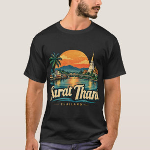 Vintage Surat Thani Thailand Travel Art Landmark T-Shirt