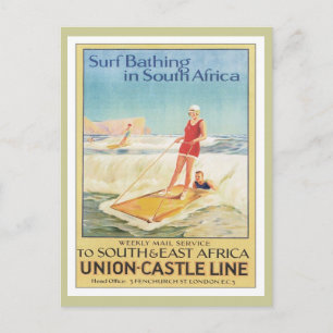 Vintage Surf Bathing South Africa Postcard