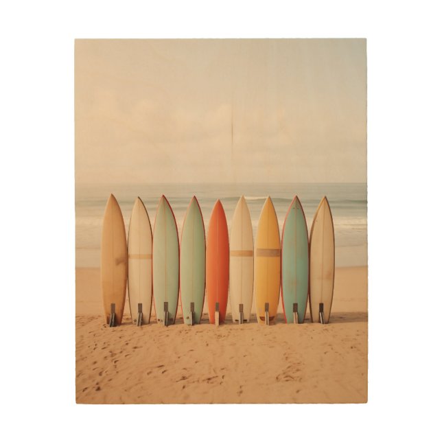 Vintage Surf Boards Wood Wall Art (Front)