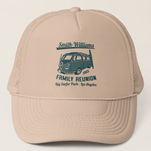 Vintage Surf Van Family Beach Reunion Trucker Hat