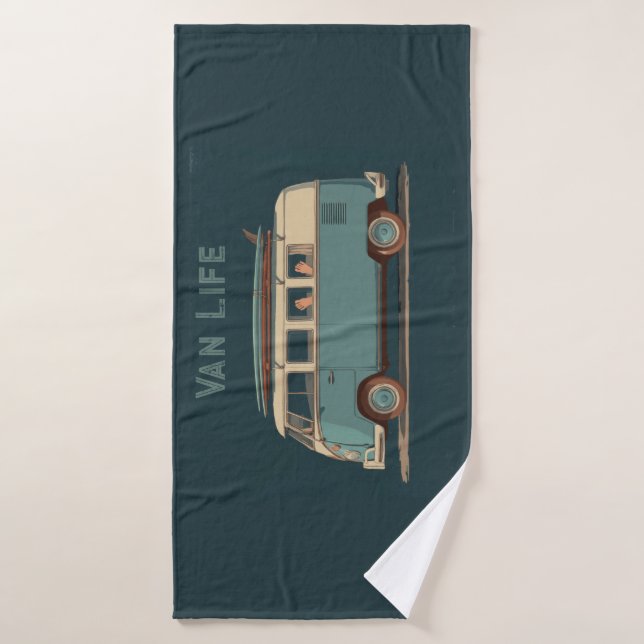 Vintage Surf Van – Retro Camper Design Bath Towel (Bath Towel)