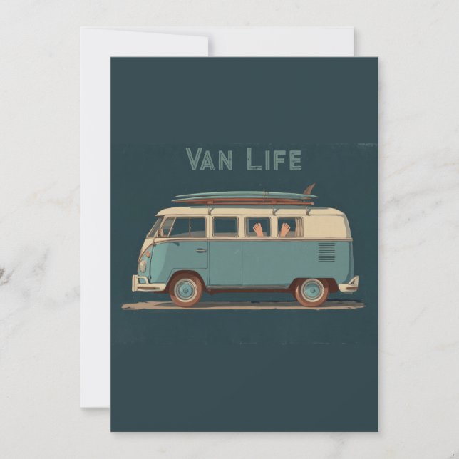 Vintage Surf Van – Retro Camper Design Holiday Card (Front)