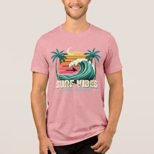 Vintage Surf Vibes Beach Wave Lifestyle Unisex Tri-Blend Shirt