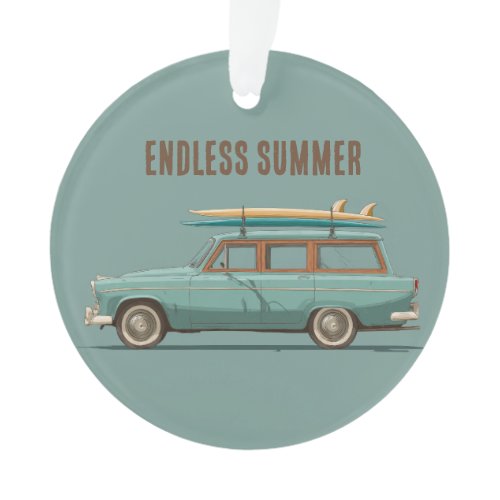Vintage Surf Wagon – Retro Beach Car Ornament
