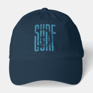 Vintage Surf Wave Surfer Silhouette Retro Design Hat