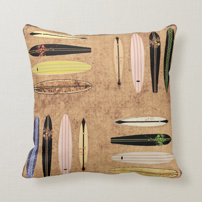 Vintage Surfboard Pillow