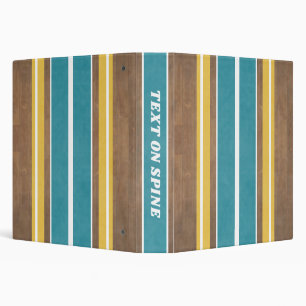 Vintage Surfboard Stripes - Subtle Wood Background 3 Ring Binder