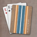 Vintage Surfboard Stripes - Subtle Wood Background Poker Cards<br><div class="desc">A colorful, retro stripe design in blue and orange on a faux wood print background. A vintage surfboard stripe design with a beach and surf look. Add your name or monogram to make this a personal phone case that will stand out amongst your friends. The name is a thin serif...</div>