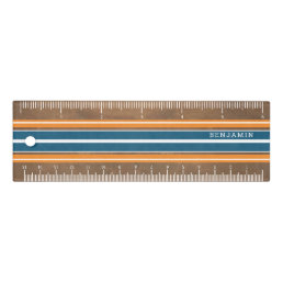 Vintage Surfboard Stripes - Subtle Wood Background Ruler