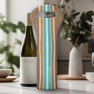 Vintage Surfboard Stripes - Subtle Wood Background Wine Bag