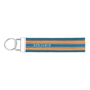 Vintage Surfboard Stripes - Subtle Wood Wrist Keychain
