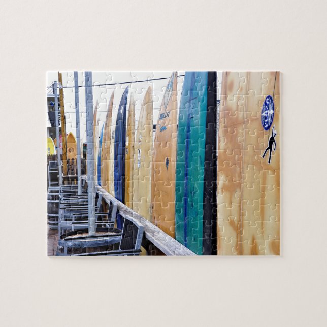 Vintage Surfboards on Montauk Beach Jigsaw Puzzle (Horizontal)