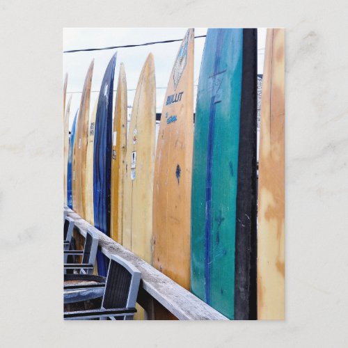 Vintage Surfboards on Montauk Beach Postcard