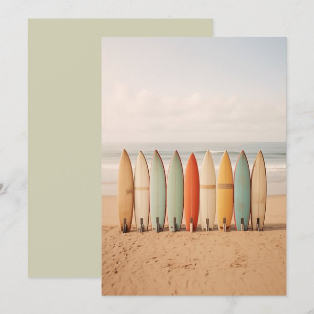 Vintage Surfboards On The Beach Invitation (Front/Back)