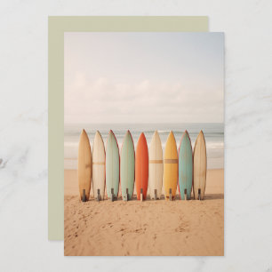 Vintage Surfboards On The Beach Invitation