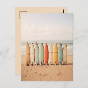 Vintage Surfboards On The Beach Postcard