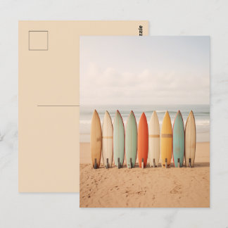 Vintage Surfboards On The Beach Postcard