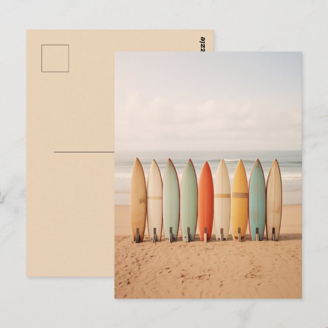 Vintage Surfboards On The Beach Postcard (Front/Back)